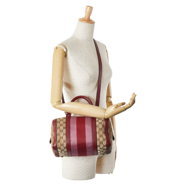 グッチ GGキャンバス シェリーライン ハンドバッグ ショルダーバッグ 2WAY 269876 ワインレッド ベージュ キャンバス レザー レディース GUCCI 【中古】