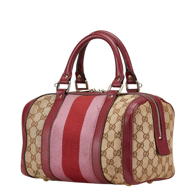 グッチ GGキャンバス シェリーライン ハンドバッグ ショルダーバッグ 2WAY 269876 ワインレッド ベージュ キャンバス レザー レディース GUCCI 【中古】