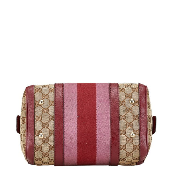 グッチ GGキャンバス シェリーライン ハンドバッグ ショルダーバッグ 2WAY 269876 ワインレッド ベージュ キャンバス レザー レディース GUCCI 【中古】