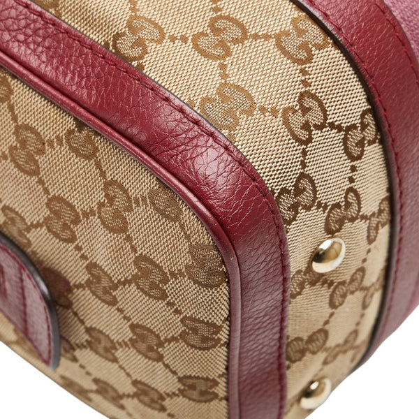 グッチ GGキャンバス シェリーライン ハンドバッグ ショルダーバッグ 2WAY 269876 ワインレッド ベージュ キャンバス レザー レディース GUCCI 【中古】