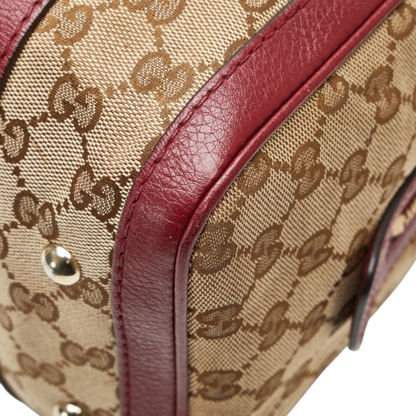 グッチ GGキャンバス シェリーライン ハンドバッグ ショルダーバッグ 2WAY 269876 ワインレッド ベージュ キャンバス レザー レディース GUCCI 【中古】