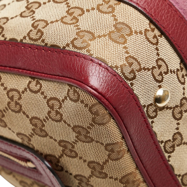 グッチ GGキャンバス シェリーライン ハンドバッグ ショルダーバッグ 2WAY 269876 ワインレッド ベージュ キャンバス レザー レディース GUCCI 【中古】