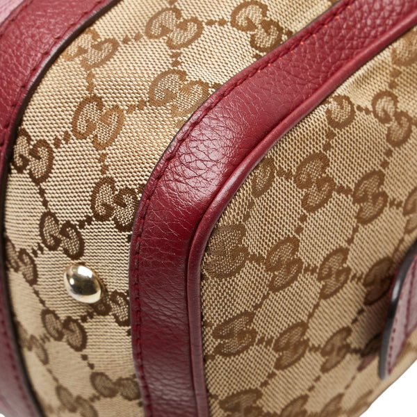 グッチ GGキャンバス シェリーライン ハンドバッグ ショルダーバッグ 2WAY 269876 ワインレッド ベージュ キャンバス レザー レディース GUCCI 【中古】