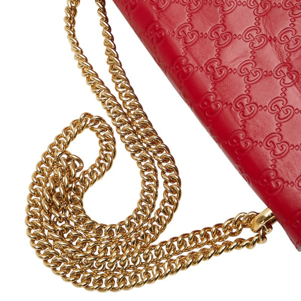 グッチ グッチシマ パドロック チェーン ショルダーバッグ 409486 レッド レザー レディース GUCCI 【中古】