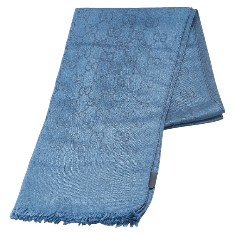 グッチ GGウール ストール ブルー ネイビー ウール レディース GUCCI 【中古】