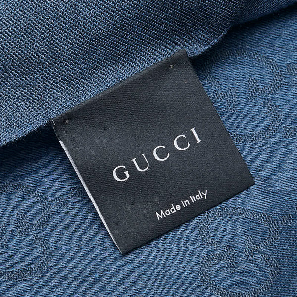 グッチ GGウール ストール ブルー ネイビー ウール レディース GUCCI 【中古】