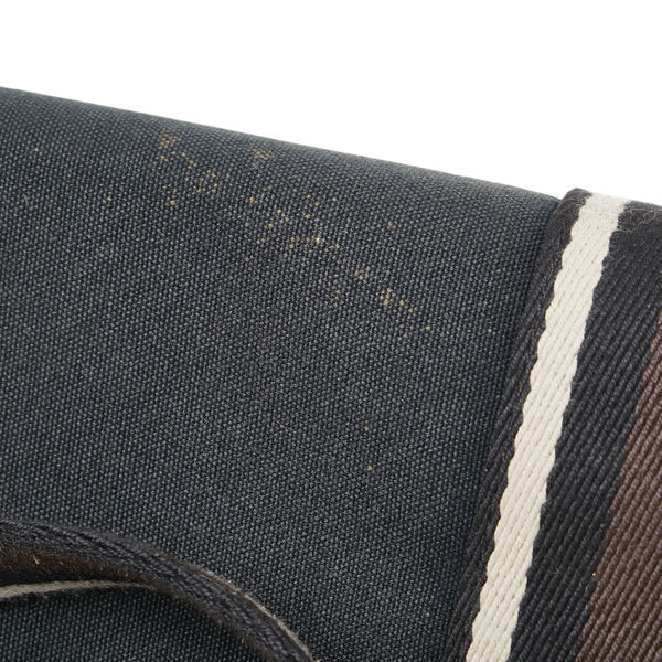 エルメス トロカホリゾンタルGM トートバッグ ショルダーバッグ ブラック ブラウン ホワイト キャンバス レザー レディース HERMES 【中古】