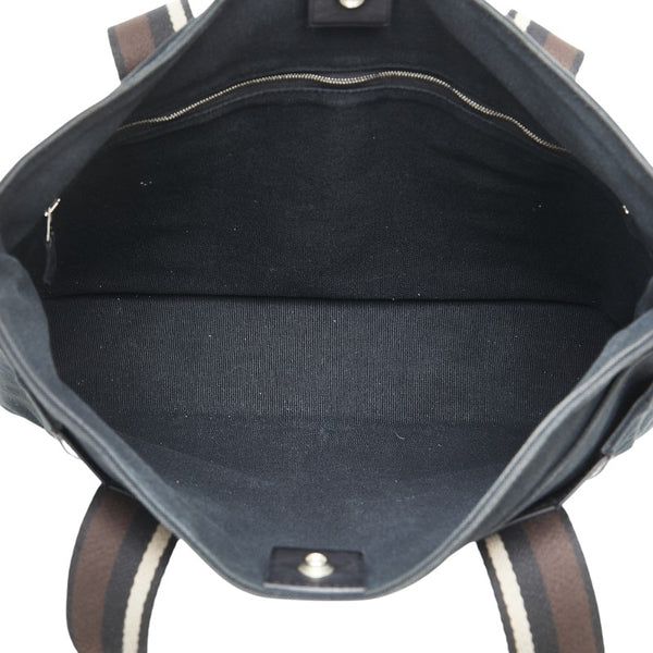 エルメス トロカホリゾンタルGM トートバッグ ショルダーバッグ ブラック ブラウン ホワイト キャンバス レザー レディース HERMES 【中古】