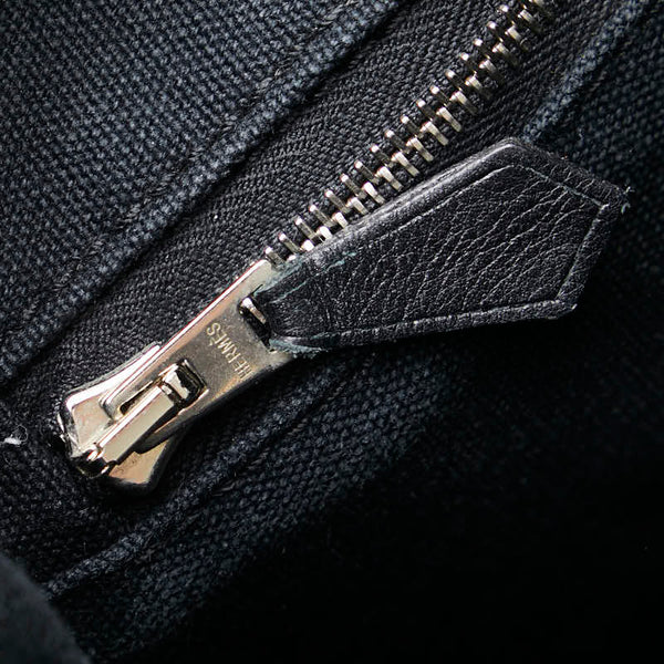 エルメス トロカホリゾンタルGM トートバッグ ショルダーバッグ ブラック ブラウン ホワイト キャンバス レザー レディース HERMES 【中古】