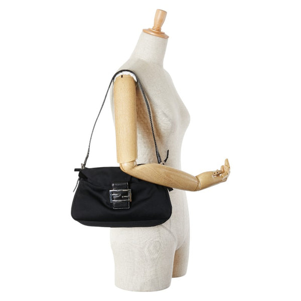 フェンディ マンマバケット ジャージー ハンドバッグ ワンショルダーバッグ 2321 ブラック ナイロン レザー レディース FENDI 【中古】