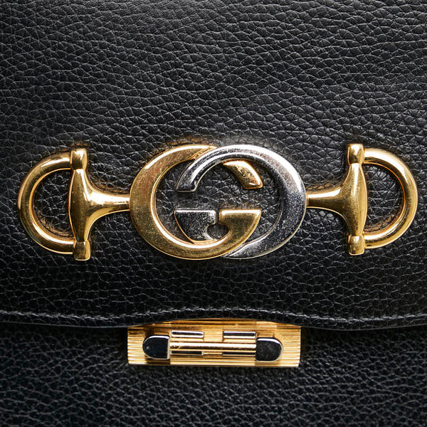 グッチ ズゥミ 斜め掛け ショルダーバッグ 576388 ブラック レザー レディース GUCCI 【中古】