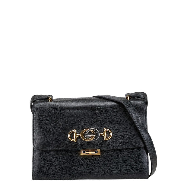 グッチ ズゥミ 斜め掛け ショルダーバッグ 576388 ブラック レザー レディース GUCCI 【中古】
