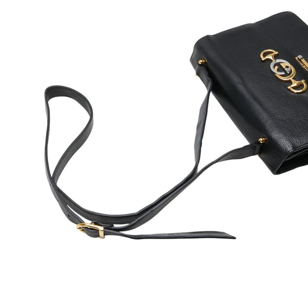 グッチ ズゥミ 斜め掛け ショルダーバッグ 576388 ブラック レザー レディース GUCCI 【中古】