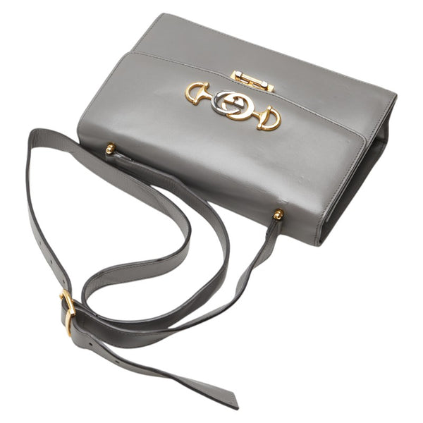 グッチ ズゥミ 斜め掛け ショルダーバッグ 576388 グレー レザー レディース GUCCI 【中古】