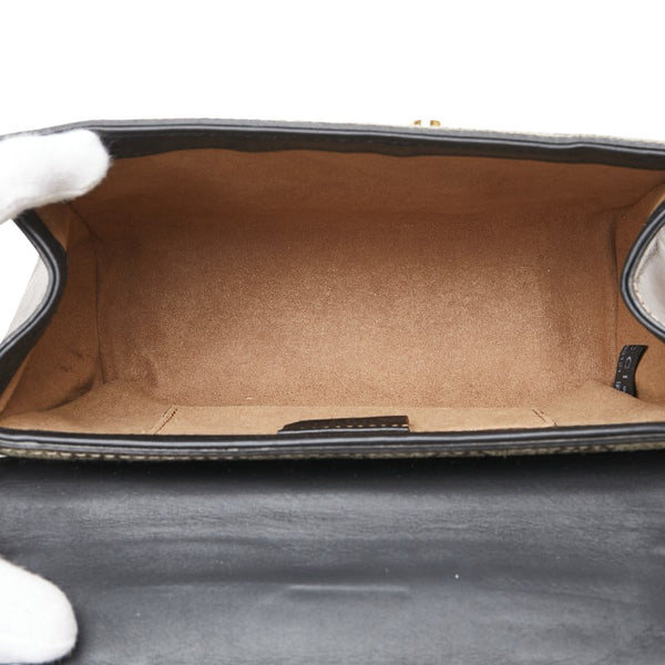 グッチ GGスプリーム パドロック スモール チェーン ショルダーバッグ 409487 ベージュ ブラック ブラウン PVC レザー レディース GUCCI 【中古】