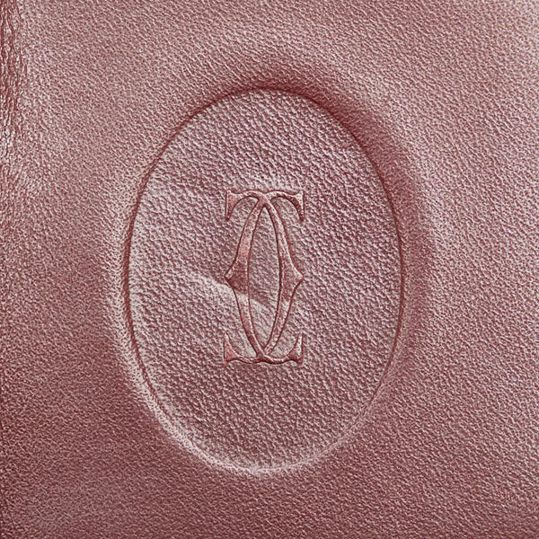 カルティエ マストライン ミニフォトケース ボルドー ワインレッド レザー レディース CARTIER 【中古】