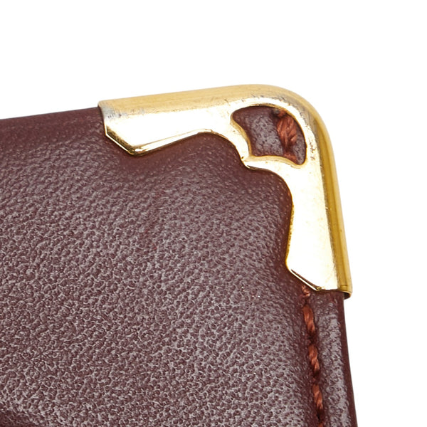 カルティエ マストライン ミニフォトケース ボルドー ワインレッド レザー レディース CARTIER 【中古】