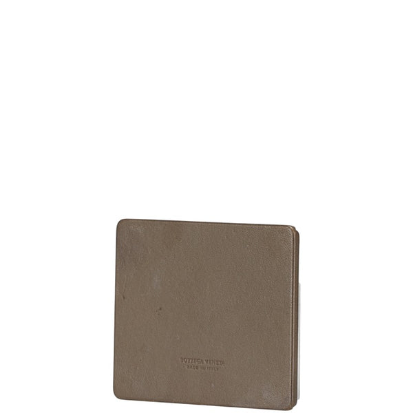ボッテガヴェネタ コンパクトミラー 手鏡 グレー  グレージュ レザー レディース BOTTEGAVENETA 【中古】