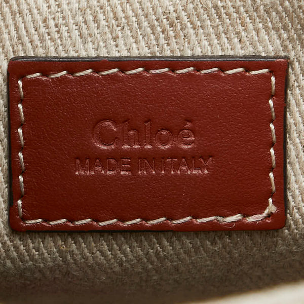 クロエ ウッディ スモール ハンドバッグ ショルダーバッグ 2WAY ベージュ ブラウン キャンバス レザー レディース Chloe 【中古】