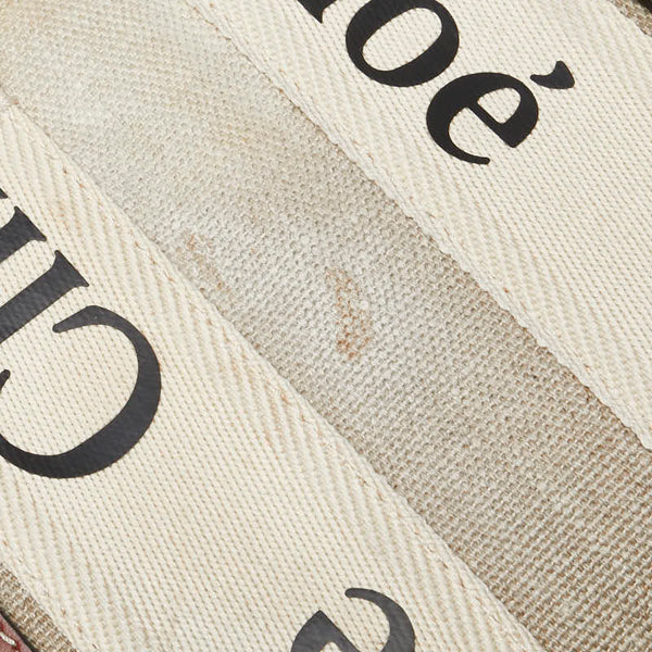 クロエ ウッディ スモール ハンドバッグ ショルダーバッグ 2WAY ベージュ ブラウン キャンバス レザー レディース Chloe 【中古】