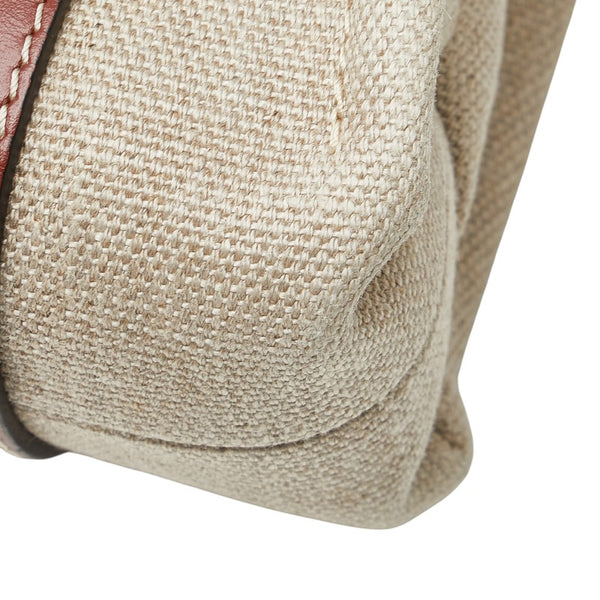 クロエ ウッディ スモール ハンドバッグ ショルダーバッグ 2WAY ベージュ ブラウン キャンバス レザー レディース Chloe 【中古】