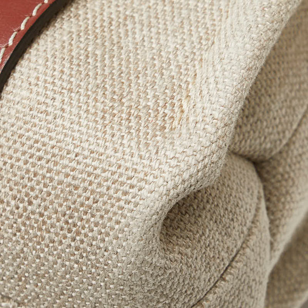 クロエ ウッディ スモール ハンドバッグ ショルダーバッグ 2WAY ベージュ ブラウン キャンバス レザー レディース Chloe 【中古】