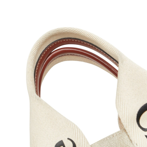 クロエ ウッディ スモール ハンドバッグ ショルダーバッグ 2WAY ベージュ ブラウン キャンバス レザー レディース Chloe 【中古】