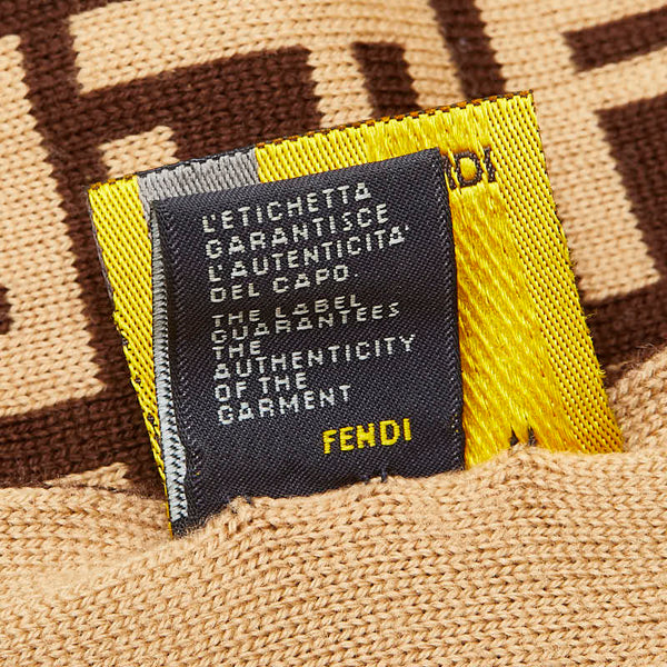 フェンディ ズッカ マフラー ブラウン ベージュ ウール レディース FENDI 【中古】
