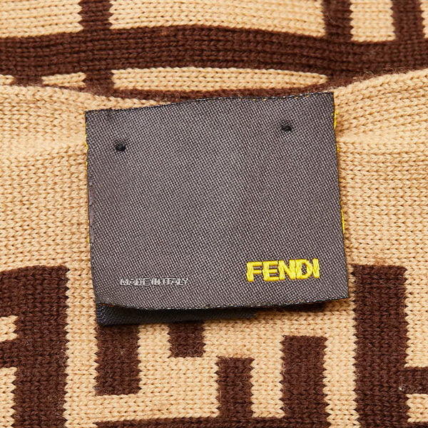 フェンディ ズッカ マフラー ブラウン ベージュ ウール レディース FENDI 【中古】