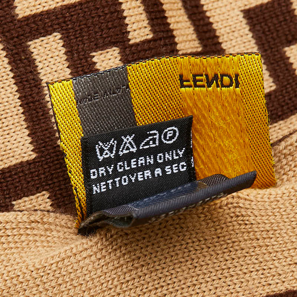 フェンディ ズッカ マフラー ブラウン ベージュ ウール レディース FENDI 【中古】