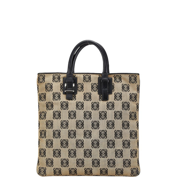 ロエベ アナグラム トートバッグ ハンドバッグ ベージュ キャンバス レザー レディース LOEWE 【中古】