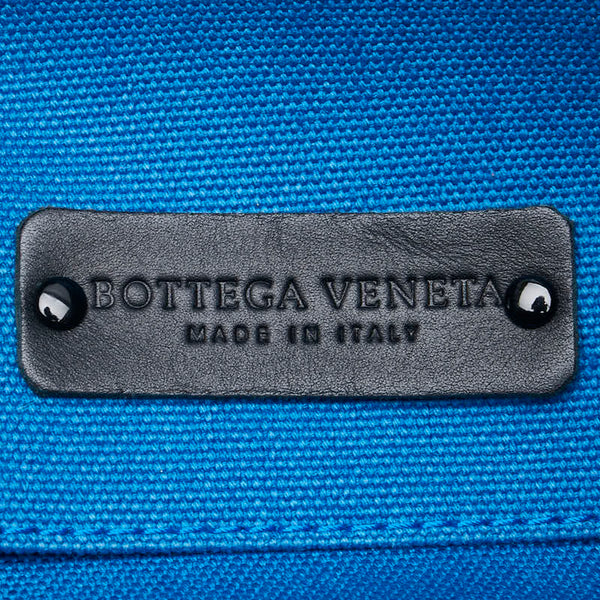 ボッテガヴェネタ イントレチャート トートバッグ ブルー キャンバス レザー レディース BOTTEGAVENETA 【中古】