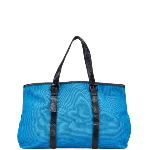 ボッテガヴェネタ イントレチャート トートバッグ ブルー キャンバス レザー レディース BOTTEGAVENETA 【中古】