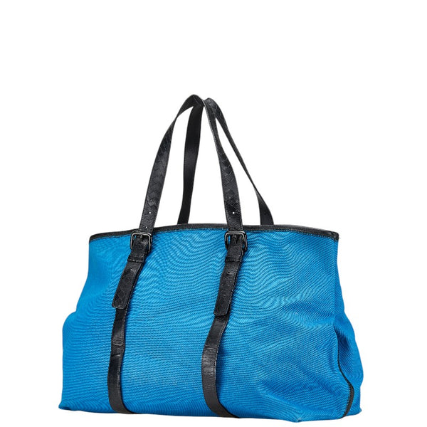 ボッテガヴェネタ イントレチャート トートバッグ ブルー キャンバス レザー レディース BOTTEGAVENETA 【中古】