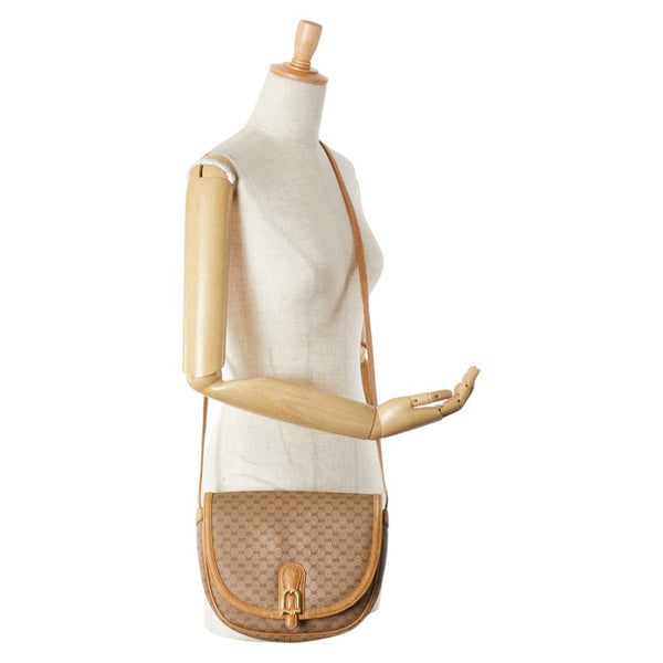 グッチ マイクロGG オールドグッチ 斜め掛け ショルダーバッグ ベージュ PVC レザー レディース GUCCI 【中古】