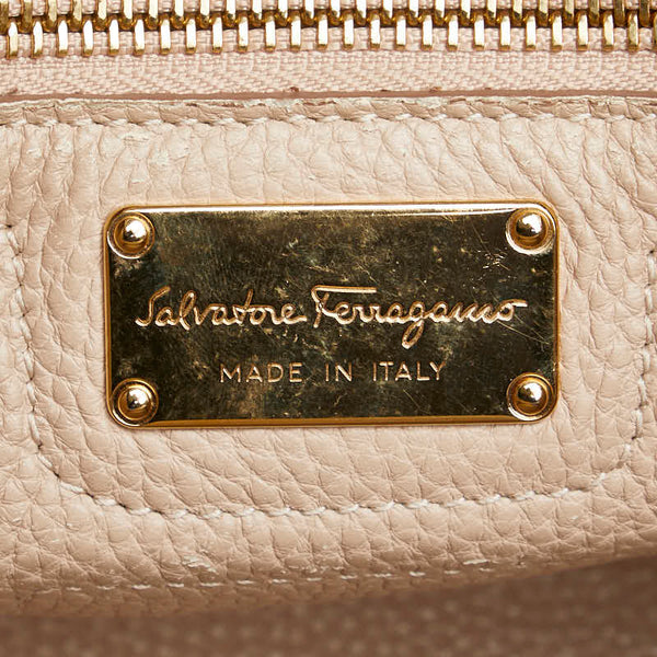 サルヴァトーレフェラガモ エイミー ガンチーニ ハンドバッグ ショルダーバッグ 2WAY EE-21 F478 ベージュ レザー レディース Salvatore Ferragamo 【中古】