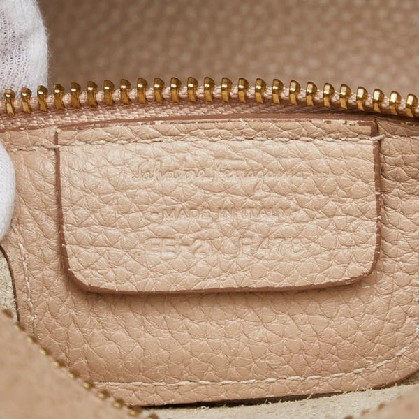 サルヴァトーレフェラガモ エイミー ガンチーニ ハンドバッグ ショルダーバッグ 2WAY EE-21 F478 ベージュ レザー レディース Salvatore Ferragamo 【中古】