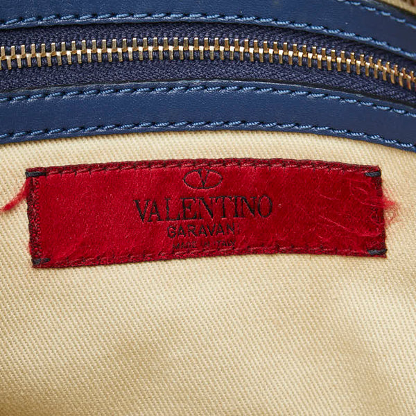 ヴァレンティノ ロックスタッズ ハンドバッグ ショルダーバッグ 2WAY ブルー レザー レディース VALENTINO 【中古】