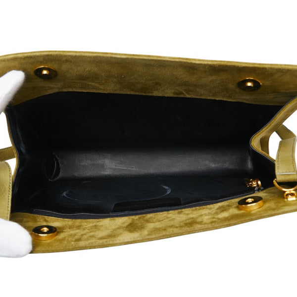 サルヴァトーレフェラガモ 斜め掛け ショルダーバッグ グリーン カーキ スウェード レディース Salvatore Ferragamo 【中古】