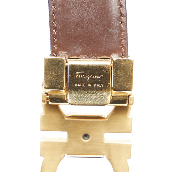 サルヴァトーレフェラガモ ガンチーニ リバーシブル ベルト ブラック ブラウン レザー メンズ Salvatore Ferragamo 【中古】