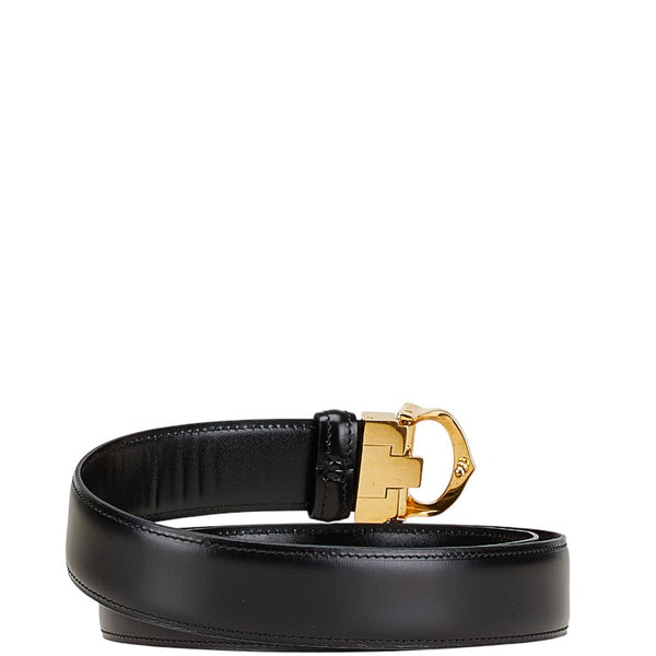 カルティエ マスト ドゥ カルティエ ベルト ブラック ゴールド レザー レディース CARTIER 【中古】