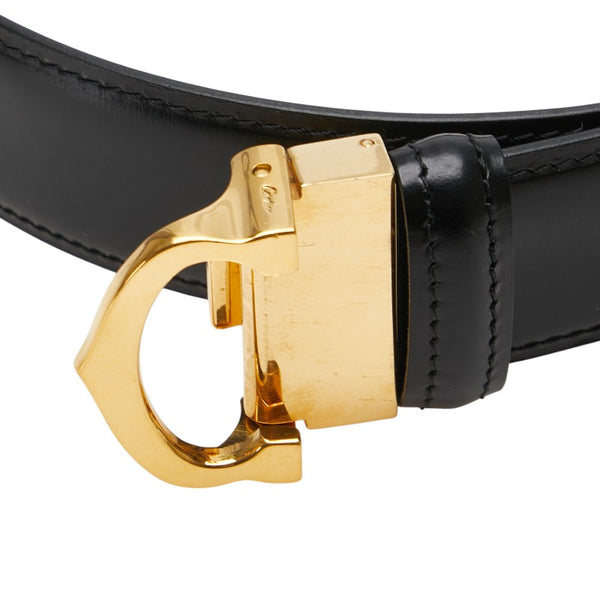 カルティエ マスト ドゥ カルティエ ベルト ブラック ゴールド レザー レディース CARTIER 【中古】