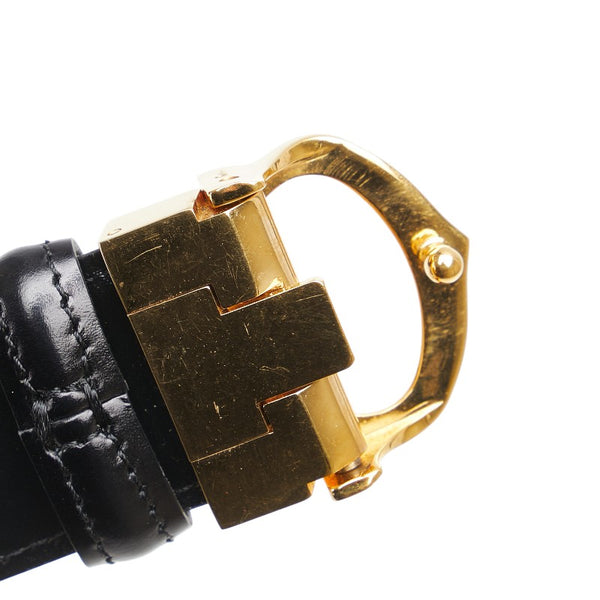 カルティエ マスト ドゥ カルティエ ベルト ブラック ゴールド レザー レディース CARTIER 【中古】