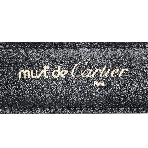 カルティエ マスト ドゥ カルティエ ベルト ブラック ゴールド レザー レディース CARTIER 【中古】