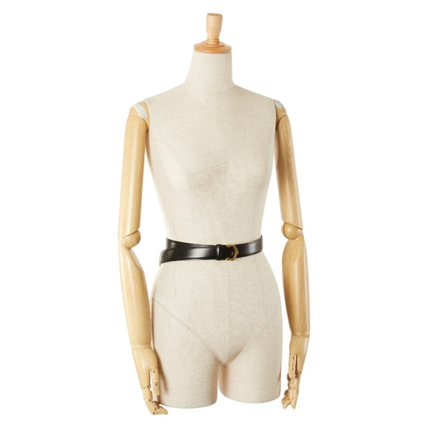 カルティエ マスト ドゥ カルティエ ベルト ブラック ゴールド レザー レディース CARTIER 【中古】