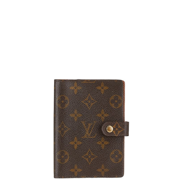 ルイ ヴィトン モノグラム アジェンダPM 手帳カバー 6穴 R20005 ブラウン PVC レザー レディース LOUIS VUITTON 【中古】