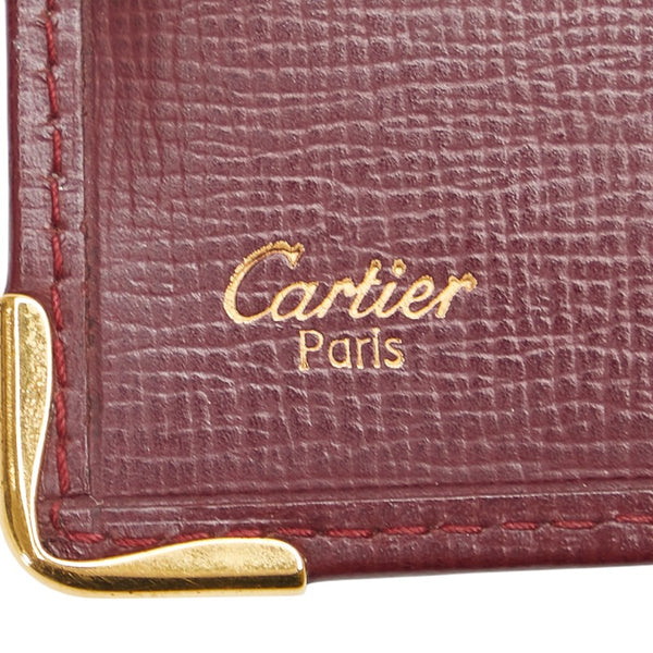 カルティエ マスト ドゥ カルティエ 二つ折り財布 ワインレッド ゴールド レザー レディース CARTIER 【中古】