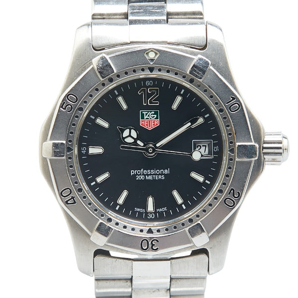 タグホイヤー プロフェッショナル200 腕時計 WK1315-0 クオーツ ブラック文字盤 ステンレススチール レディース TAG HEUER 【中古】