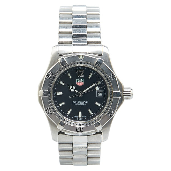 タグホイヤー プロフェッショナル200 腕時計 WK1315-0 クオーツ ブラック文字盤 ステンレススチール レディース TAG HEUER 【中古】