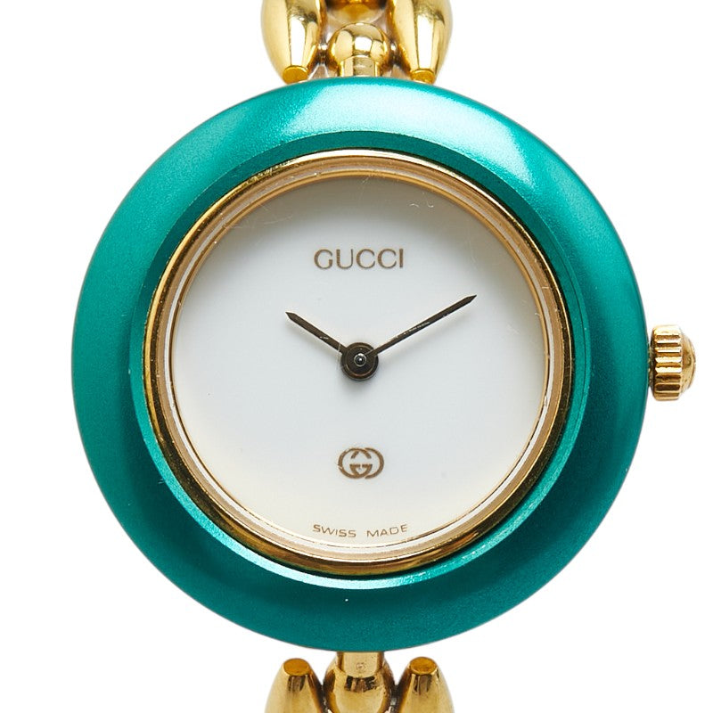 グッチ チェンジベゼル 腕時計 11/12 クオーツ ホワイト文字盤 メッキ レディース GUCCI 【中古】